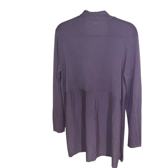 J. Jill Medium Lavender Purple Open Front Cardigan Sweater Lightweight M wool - Picture 2 of 4